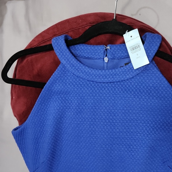 NWT Ann Taylor Lined Blue Sleeveless Dress - Picture 2 of 5